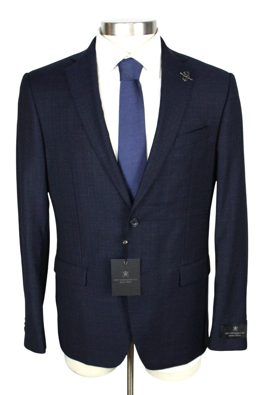 John Varvatos Bleecker Jacket Mens 42 R Navy Crepe Reda Wool Blazer Sport Coat